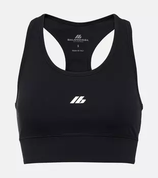 Спортивный бюстгальтер Logo Balenciaga, Black/Reflective