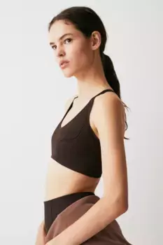 Спортивный бюстгальтер medium support от drymove H&M, коричневый