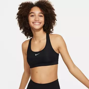 Спортивный бюстгальтер Nike Swoosh для девочек 8–20 лет, черный