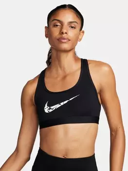 Спортивный бюстгальтер Nike W NK SWSH LS HBR BRA, черный