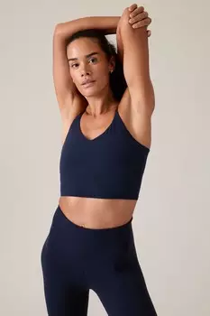 Спортивный бюстгальтер низкой интенсивности Elation Aci Cup с V-образным вырезом Athleta, синий