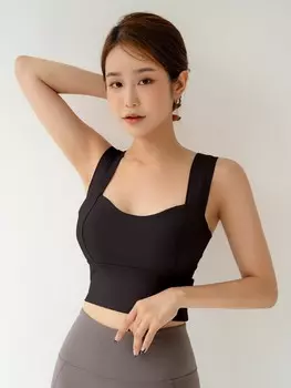 Спортивный бюстгальтер, однотонный, максимальная посадка Dazy, черный