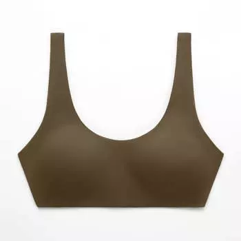 Спортивный бюстгальтер Oysho Light Touch Medium-Support, коричневый-хаки