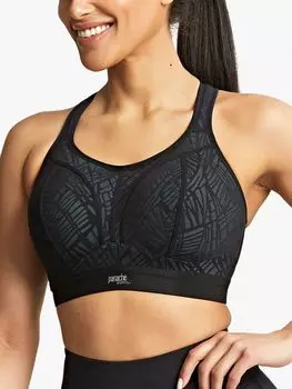 Спортивный бюстгальтер Panache без косточек с кружевным эффектом, черный/голубой лед