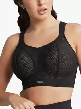 Спортивный бюстгальтер Panache без косточек с кружевным эффектом, черный/латте