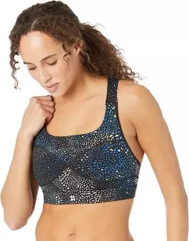 Спортивный бюстгальтер Power со средней ударной нагрузкой Sweaty Betty, цвет Black Triangle Construct Print