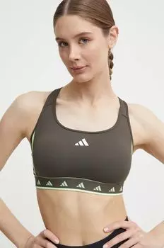 Спортивный бюстгальтер Powerreact Hyperglam adidas Performance, зеленый
