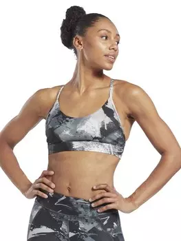 Спортивный бюстгальтер Reebok Lux Strappy Allover Print Bold Bra, черный