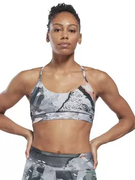Спортивный бюстгальтер Reebok Lux Strappy Allover Print Bold Bra, серый