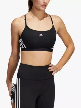 Спортивный бюстгальтер с 3 полосками adidas Aeroreact Training Light Support, черный/белый