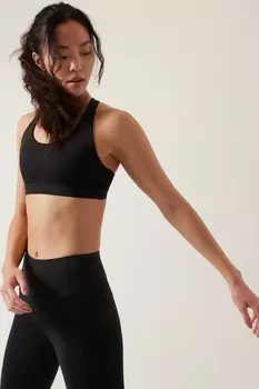 Спортивный бюстгальтер с чашками Ac Ultimate для тренировок среднего размера Athleta, черный