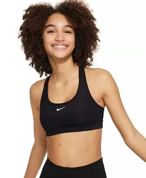 Спортивный бюстгальтер с галочкой для больших девочек Nike, белый