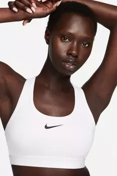 Спортивный бюстгальтер с галочкой средней поддержки Nike, белый