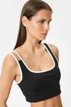 Спортивный бюстгальтер с контрастами Koton, черный