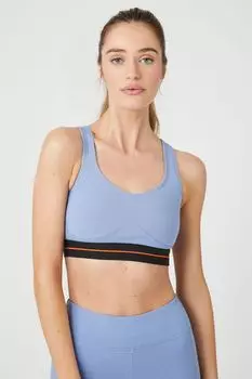 Спортивный бюстгальтер с контрастной отделкой и вырезами Forever 21, синий