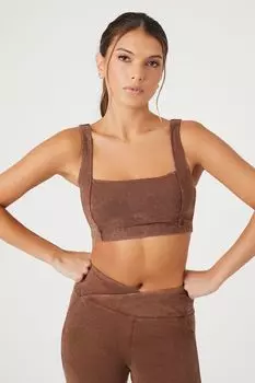 Спортивный бюстгальтер с квадратным вырезом Acid Wash Forever 21, шоколадный