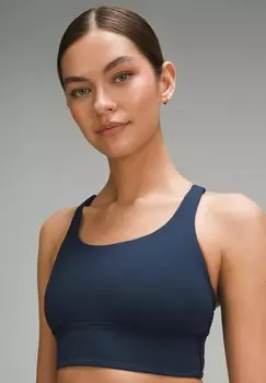 Спортивный бюстгальтер с легкой поддержкой ENERGY LONGLINE lululemon, темно-синий