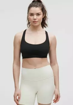 Спортивный бюстгальтер с легкой поддержкой FLEXYFLEX STRAPPY YOGA D-F lululemon, черный