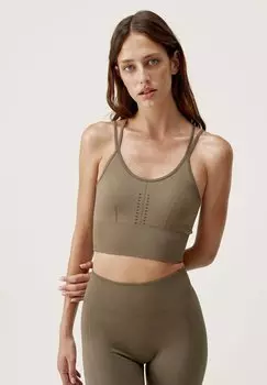 Спортивный бюстгальтер с легкой поддержкой INDIA Born Living Yoga, серо-коричневый