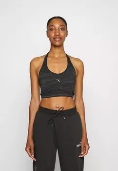 Спортивный бюстгальтер с легкой поддержкой Puma, черный/ярко-серый