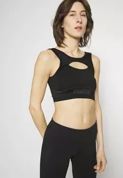 Спортивный бюстгальтер с легкой поддержкой Puma, черный/ярко-серый