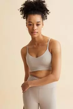 Спортивный бюстгальтер с легкой поддержкой SoftMove H&amp;M, светло-бежевый