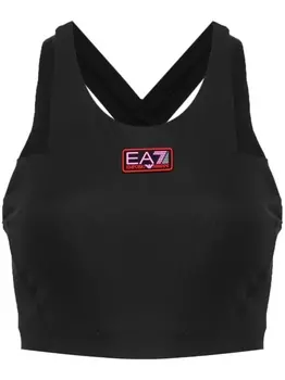Спортивный бюстгальтер с логотипом Ea7 Emporio Armani, черный
