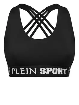 Спортивный бюстгальтер с логотипом Plein Sport, черный