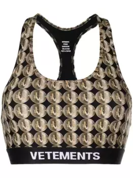 Спортивный бюстгальтер с логотипом VETEMENTS, черный
