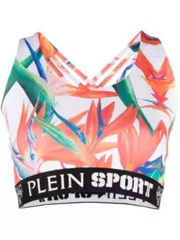 Спортивный бюстгальтер с принтом Plein Sport, белый