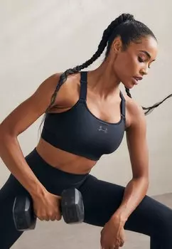 Спортивный бюстгальтер с высокой поддержкой HIGH Under Armour, черный/угольно-серый