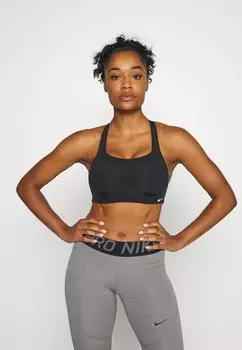 Спортивный бюстгальтер с высокой поддержкой Nike, черно-белый