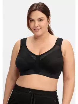Спортивный бюстгальтер Sheego "больших размеров" из COOLMAX, с сетчатыми вставками, черный