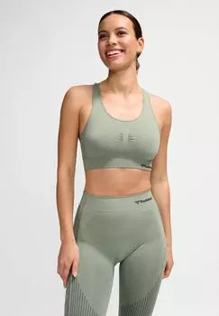 Спортивный бюстгальтер со средней поддержкой. Hummel, зеленый