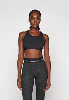 Спортивный бюстгальтер средней поддержки ATHLETICS SLEEK New Balance, цвет black