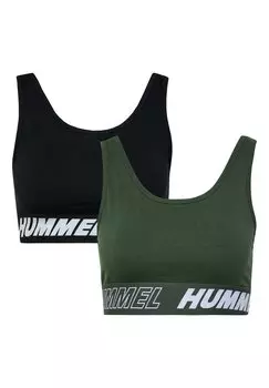 Спортивный бюстгальтер средней поддержки MAJA 2-PACK SPORTS Hummel, цвет black climbing ivy