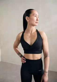 Спортивный бюстгальтер средней поддержки SOFT SEAMLESS ADJUSTABLE BRA ICANIWILL, черный