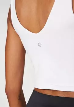 Спортивный бюстгальтер средней поддержки TRANSCEND V NECK CROP BRA Athleta, белый
