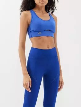 Спортивный бюстгальтер средней ударной нагрузки truestrength с вырезами Adidas By Stella McCartney, синий