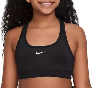 Спортивный бюстгальтер Swoosh Nike Pro Dri-FIT для девочек, черный