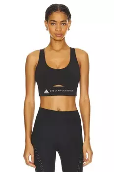 Спортивный бюстгальтер truestrength yoga средней поддержки Adidas By Stella Mccartney, черный