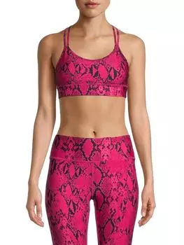 Спортивный бюстгальтер vivid со змеиным принтом и ремешками на спине DKNY Beetroot