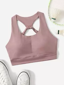 Спортивный бюстгальтер, вырез на спине Shein, розовый