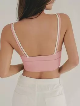 Спортивный бюстгальтер, завязывающийся край, колор-блок, укороченный Dazy, розовый