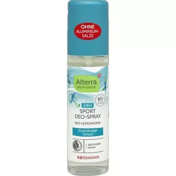 Спортивный дезодорант-спрей с органическим лемонграссом Alterra NATURKOSMETIK, 75 ml