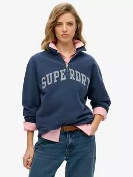 Спортивный джемпер essentials из чистого органического хлопка на 1/2 молнии Superdry, цвет Richest Navy