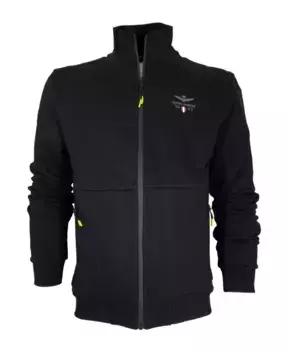 Спортивный хлопковый свитер на молнии fe1944 Aeronautica Militare, черный