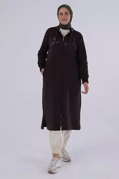 Спортивный кардиган Decigive с вышивкой горько-коричневого цвета ALL DAY