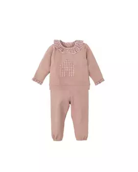 Спортивный комплект для девочки с воротником с оборками и нашивкой спереди BABID, красный