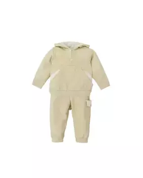 Спортивный комплект для мальчика с капюшоном и полосатыми аппликациями BABID, цвет Camel